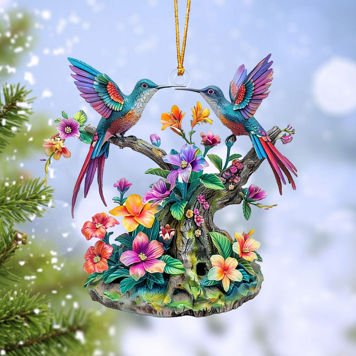 Vibrant Hummingbirds Ornament-Gift For Family And Friends