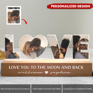 Love You To The Moon And Back-Personalized Photo LED Night Light-Gift For Couple