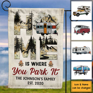 Gift Idea For Family Trip Camping Home Is Where You Park It Flag