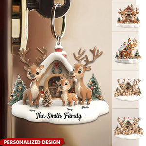 Personalized Reindeer Family Keychain-2024 New Release