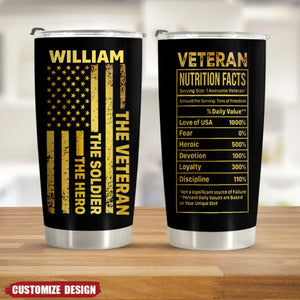 The Veteran The Soldier The Hero Cooler Tumbler Personalized Gift