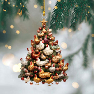 Chicken Christmas Tree Ornament - Chicken Lovers Gift