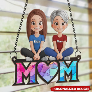 Where Mom Sits,Love Gathers-Personalized Suncatcher Ornament-Gift For Mom,Grandma