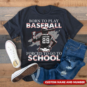 Personalized Funny Back To School Baseball Boy T-shirt, Born To Play Baseball, Gift For Kids Baseball Lovers