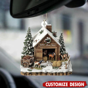 Personalized Horse Barn Car Ornament - Gifts For Horse Lover