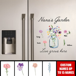 Nana's Garden Love Grows Here - Personalized Grandma Decal Sticker - Mother's Day Gift