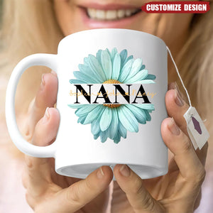 Mom Grandma Flower Daisy Color And Kids Personalized Mug