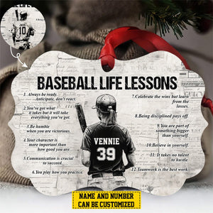 Personalized Baseball Life Lessons Wooden Ornament - Gift For Baseball Lovers