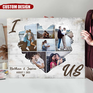 Personalized Couple Heart Shaped Photo Collage Poster, Anniversary Gift