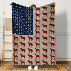 Horse American Flag Blanket - Gift For Horse Lovers