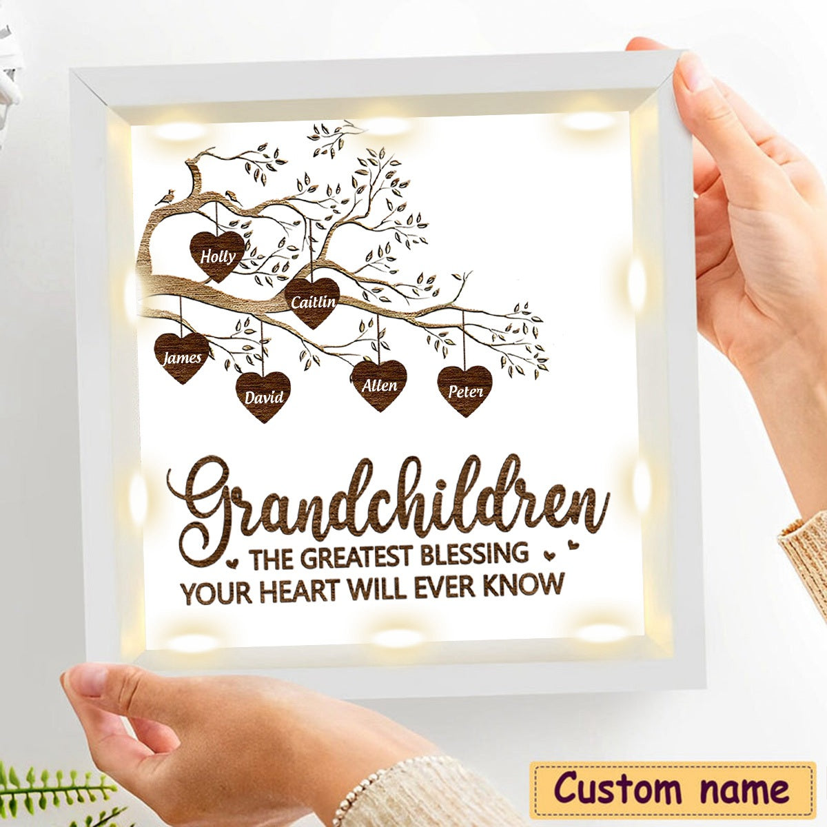 Gifts For Grandma From Granddaughter, Grandson - Nana Gifts Personalized Light Up Shadow Box