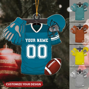 2024 New Release Personalized American Football Uniform Christmas Ornament Football Helmet And Ball - Gift For Football Lover