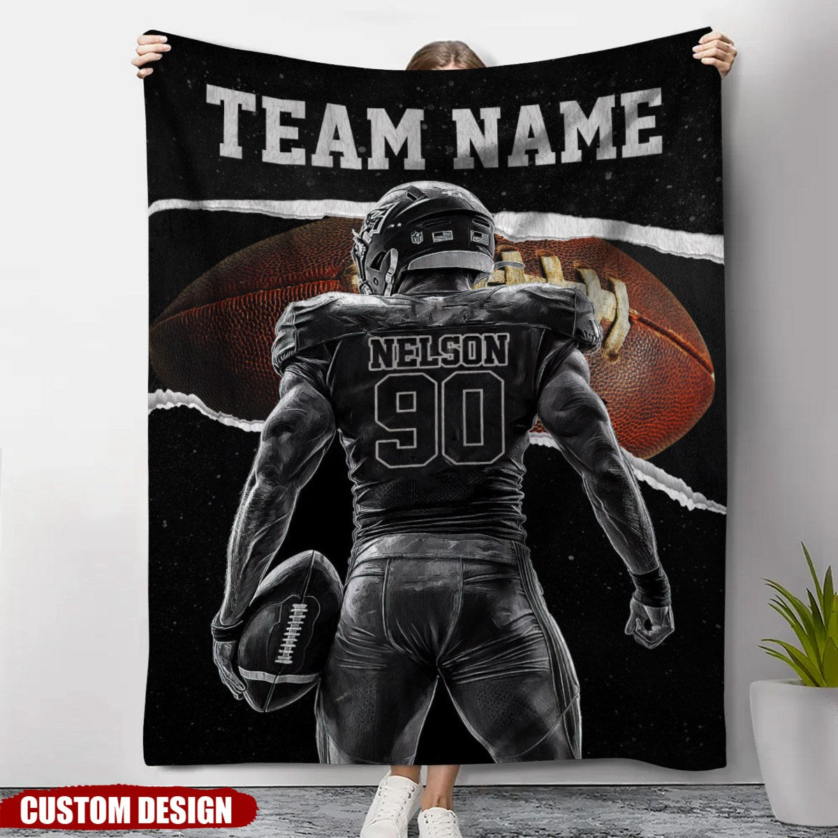 Personalized American Football Boy Blanket, Gift For American Football Lovers,Players