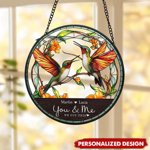 Hummingbird Couple-Personalized Suncatcher-Gift For Couple