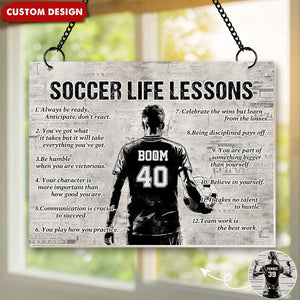 Personalized Soccer Life Lessons Suncatcher Ornament - Gift For Soccer Lovers