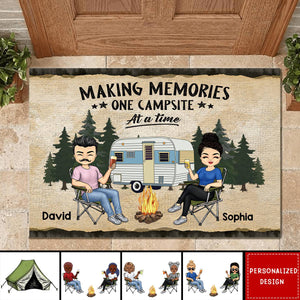 Camping Partners For Life Doll Couple Sitting-Personalized RV Doormat-Gift For Camping Lovers