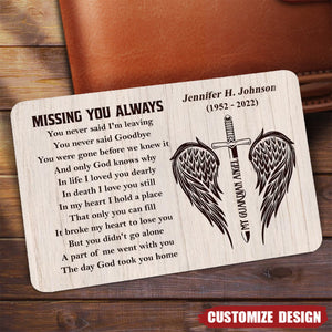 Missing You Always - Memorial Personalized Stainless Wallet Card