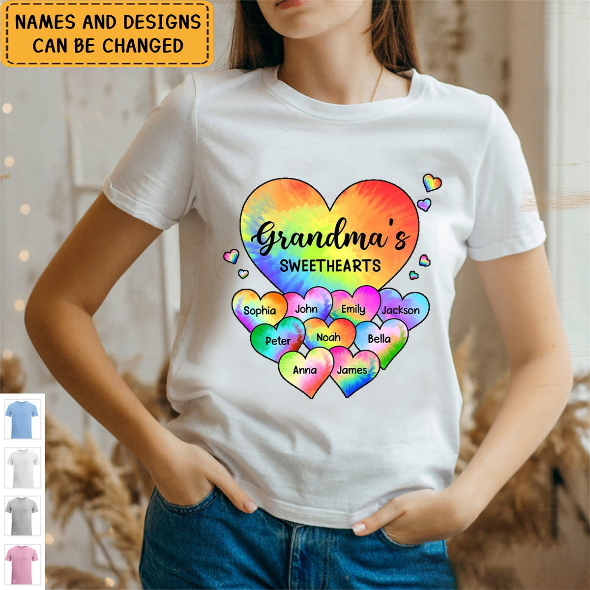 Grandma's Sweet Hearts Grandkids Tie Dye Shirt - Roadsir