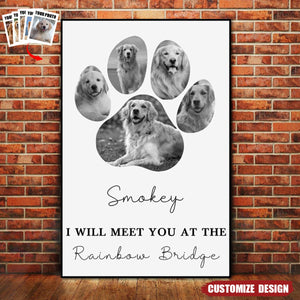 Personalized Memorial Dog Paw Photo Collage Poster