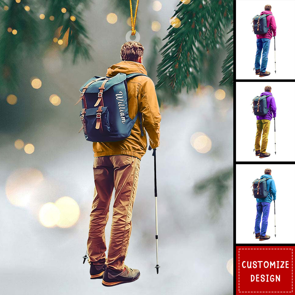 Personalized Hiking Man Ornaments - Gift for Hiking Lovers - 2024 New Release