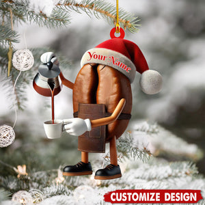 Personalized Coffee Bean Christmas Ornament-Gift for Coffee Lover-2024 New Release