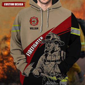 Personalized Firefighter Custom Name Fire Man Firefighter All Over Hoodie