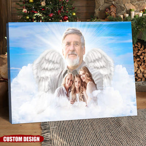 Add Angel Wings to Lost Loved One - Personalized Family Portrait Poster, Memorial Gift For Family