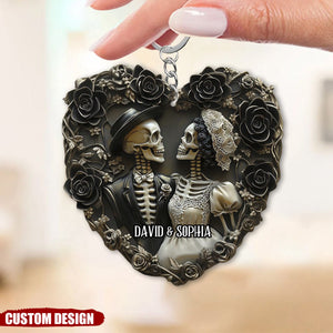 Til Death Do Us Part - Personalized Skull Couple Keychain, Anniversary Gift For Wife,Husband