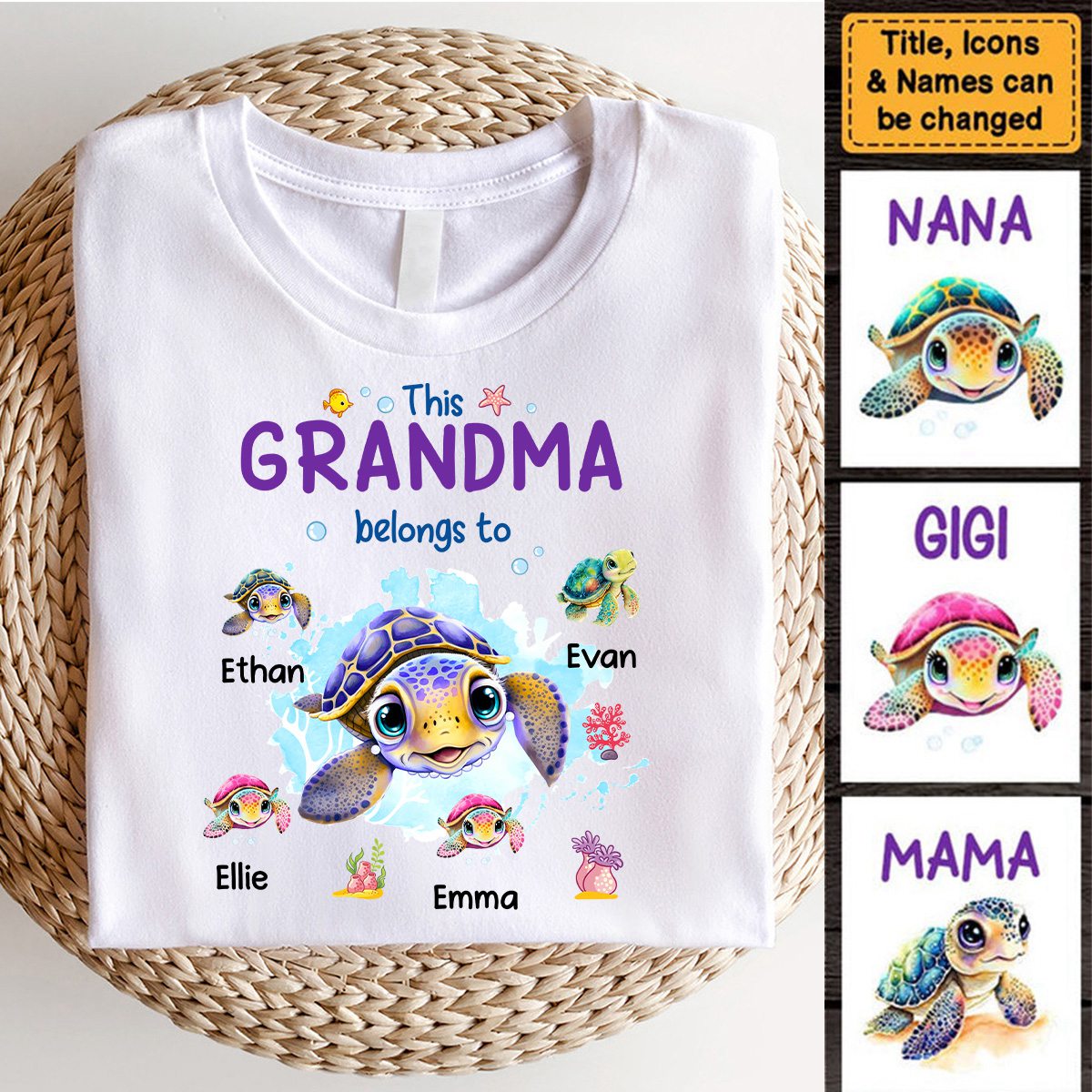 Personalized Turtle Grandma And Kids T-Shirt - Mother's Day Gift