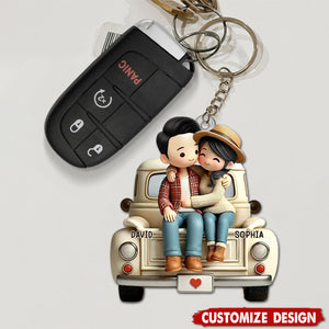 Personalized Couple On Truck Keychain-Gift For Couple