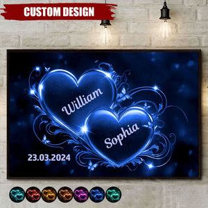 Double Heart Personalized Couple Poster, Anniversary Gift for Couple