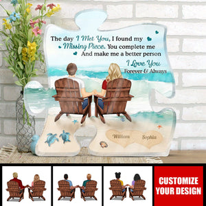 Couple Holding Hands I Found My Missing Piece - Personalized Puzzle Shaped Acrylic Plaque