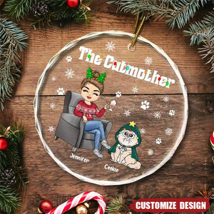 2024 New Release Christmas The Cat Mother - Personalized Circle Acrylic Ornament