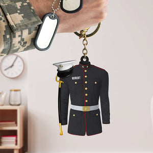 Navy - Air Force - Army - Marine Uniform On A Clothes Hanger- Personalized Keychain