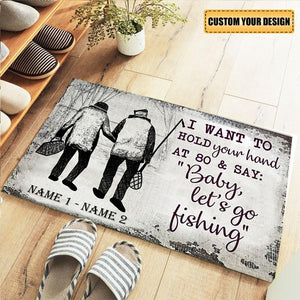 Baby, Let's Go Fishing Doormat - Gift For Couple, Fishing Lovers