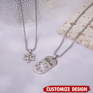 Personalized Puzzle Matching Necklace - Jewelry Gift for Couples