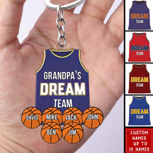 Daddy's Dream Team Basketball - Personalized Acrylic Keychain