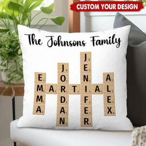 Personalized Family Crossword Puzzle Art Pillow