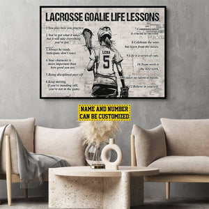 Personalized Lacrosse Goalie Girl Life Lessons Poster - Gift For Lacrosse Goalie Lovers