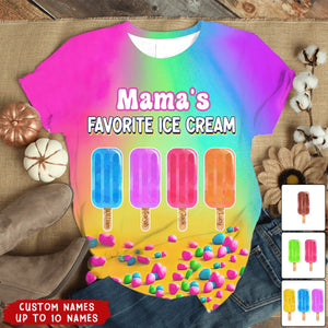 Personalized Grandma's Favorite Ice Cream AOP T-shirt - Gift Idea For Grandma/ Mother