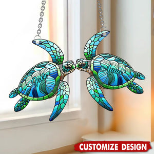 You & Me, We Got This - Personalized Turtle Couple Suncatcher Ornament, Gift For Couple