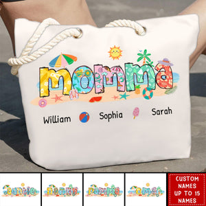 Mom Grandma Beach Summer Vibe - Personalized Beach Bag