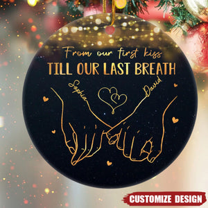 2024 New Release I Want To Be With You Until My Last Page - Couple Personalized Ceramic Round Shaped Ornament - Christmas Gift For Husband Wife, Anniversary