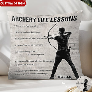 Personalized Archery Life Lessons Pillow-Gift For Archery Lovers