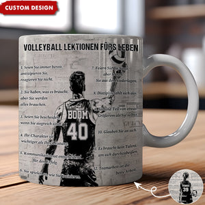 Personalisierte Volleyball Lebenslektionen Becher Geschenk für Volleyball-Liebhaber