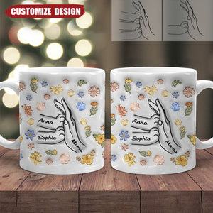 High Five Paw And Hand Personalized Mug - Gift For Cat Mom