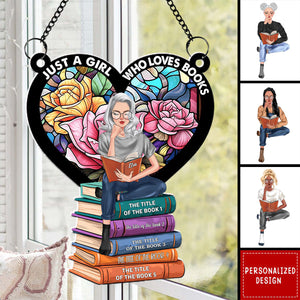 Girl Reading Book-Personalized Suncatcher Ornament-Gifts For Book Lover Girl