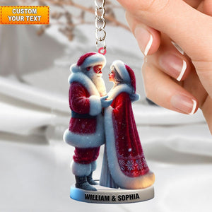 Personalized Santa and Mrs. Claus Keychain, Gift For couple