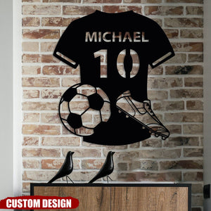 Football, Soccer Player Name Metal Sign - Personalized Night Light - Gift For Football, Soccer Lover