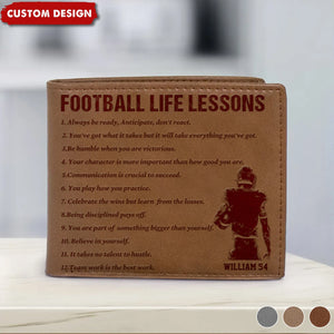 Personalized American Football Leather Wallet - Gift American Football Lovers